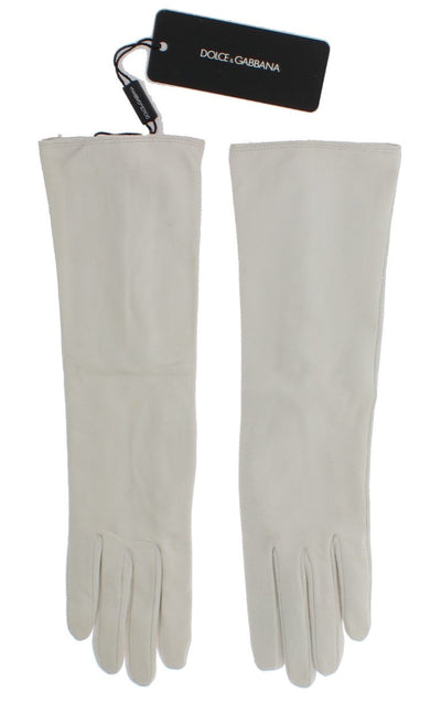 White Suede Elbow Button Gloves