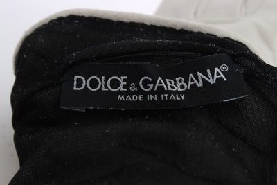 White Suede Elbow Button Gloves