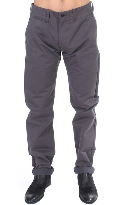 Gray Cotton Straight Fit Chinos Pants