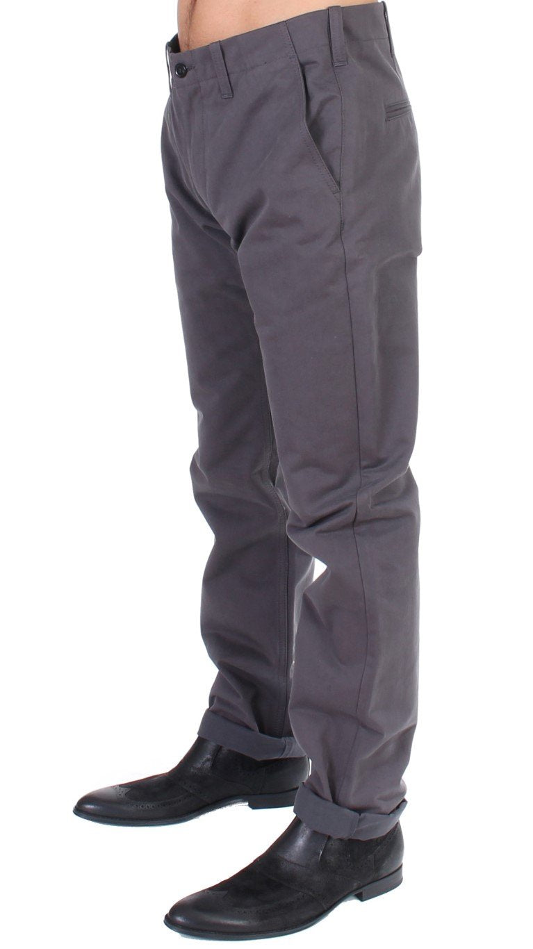 Gray Cotton Straight Fit Chinos Pants