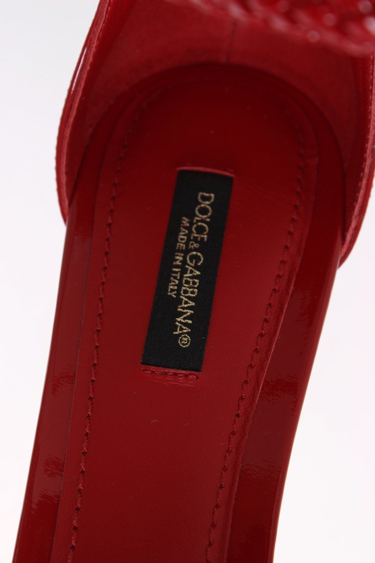 Red Leather Ankle Strap Sandals