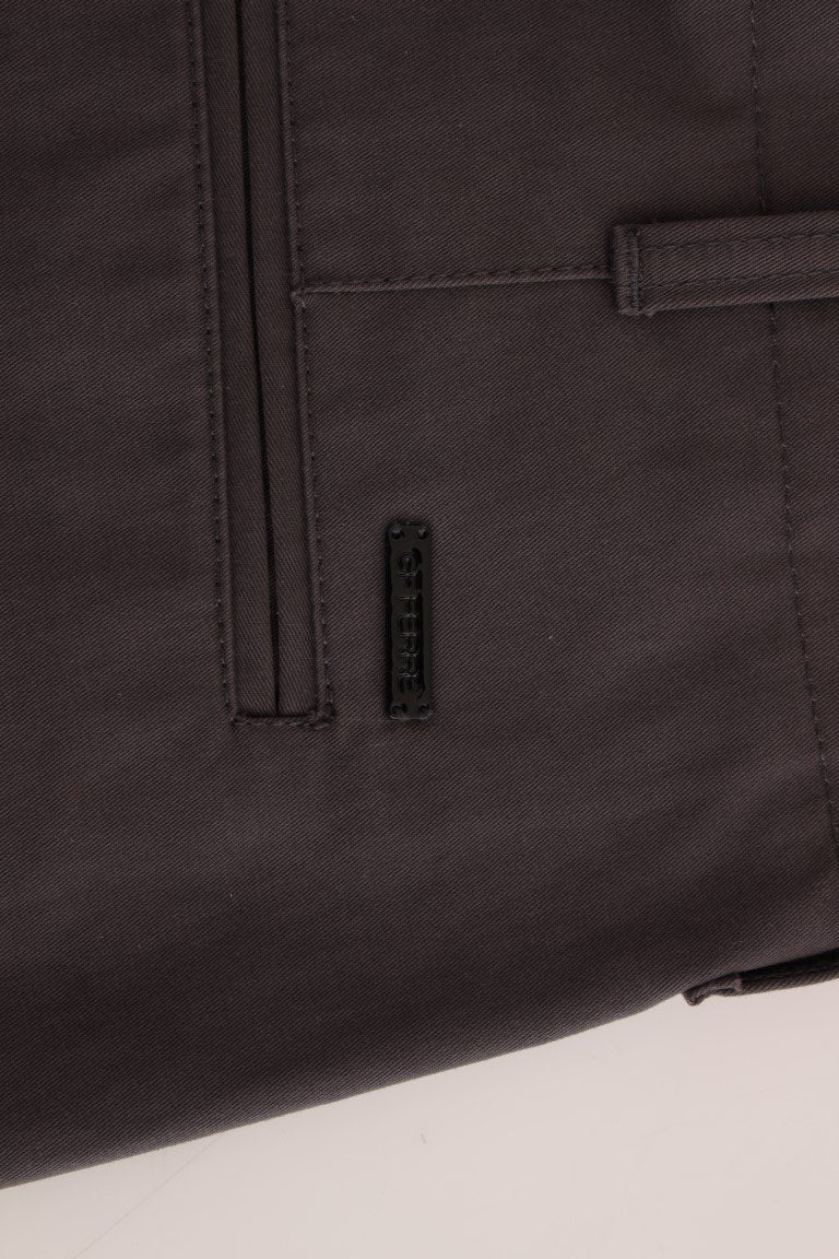 Gray Cotton Straight Fit Chinos Pants