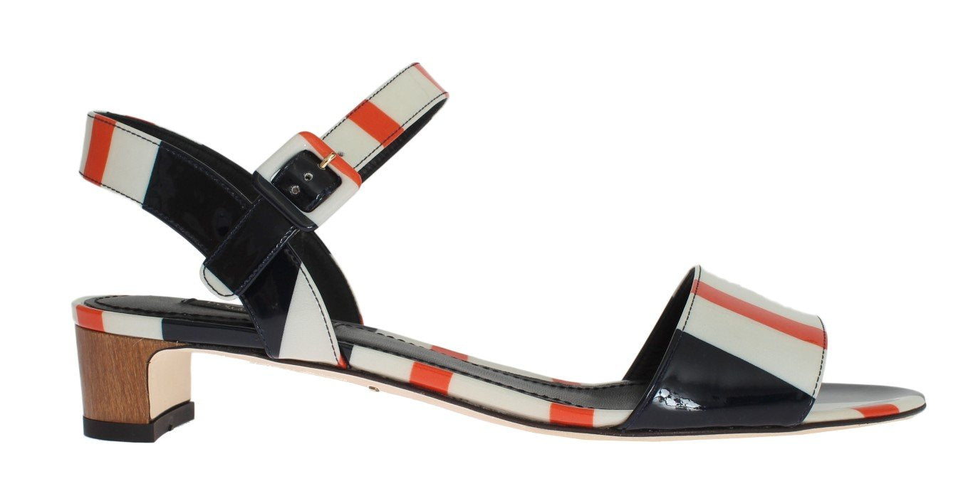 Multicolor Leather Ankle Strap Sandals