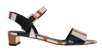 Multicolor Leather Ankle Strap Sandals