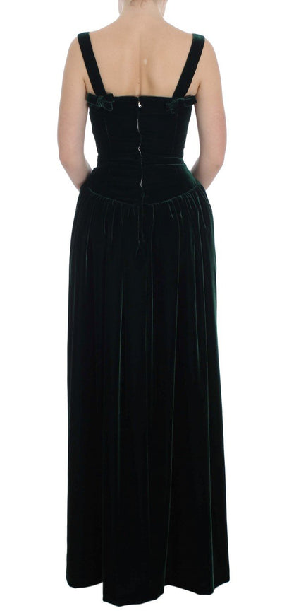 Dark Green Velvet Full Length Gown Dress