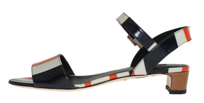 Multicolor Leather Ankle Strap Sandals