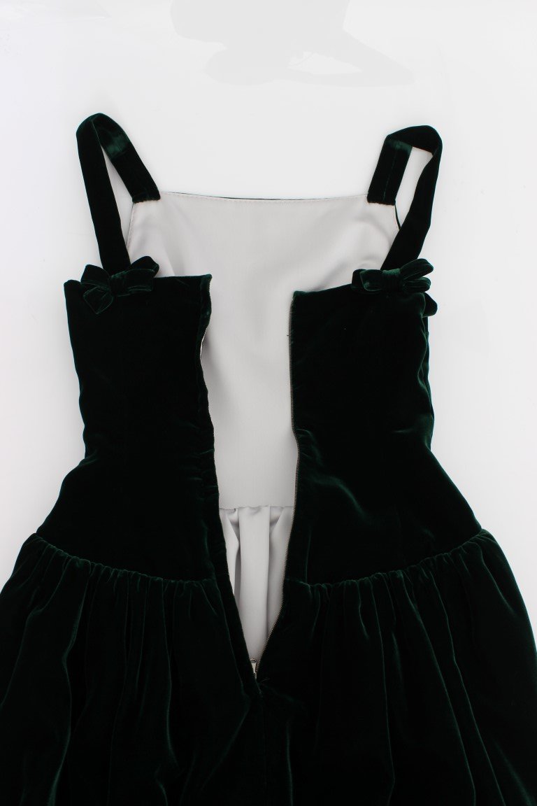 Dark Green Velvet Full Length Gown Dress