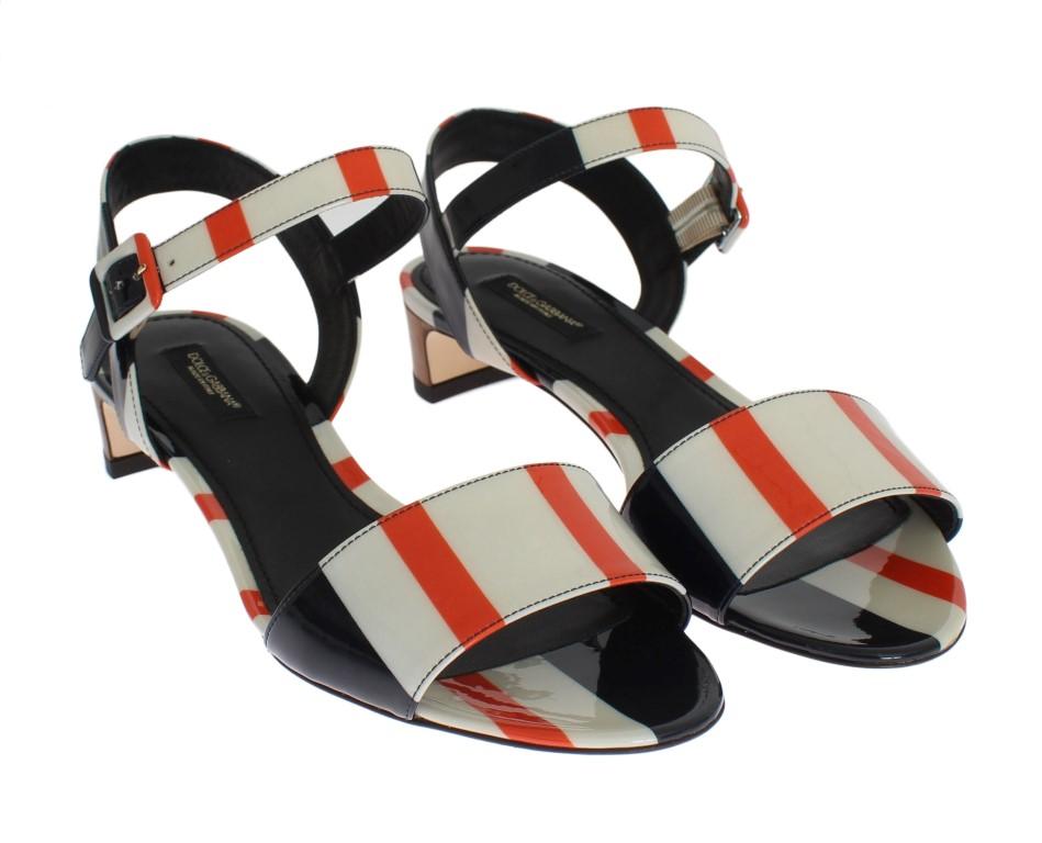 Multicolor Leather Ankle Strap Sandals