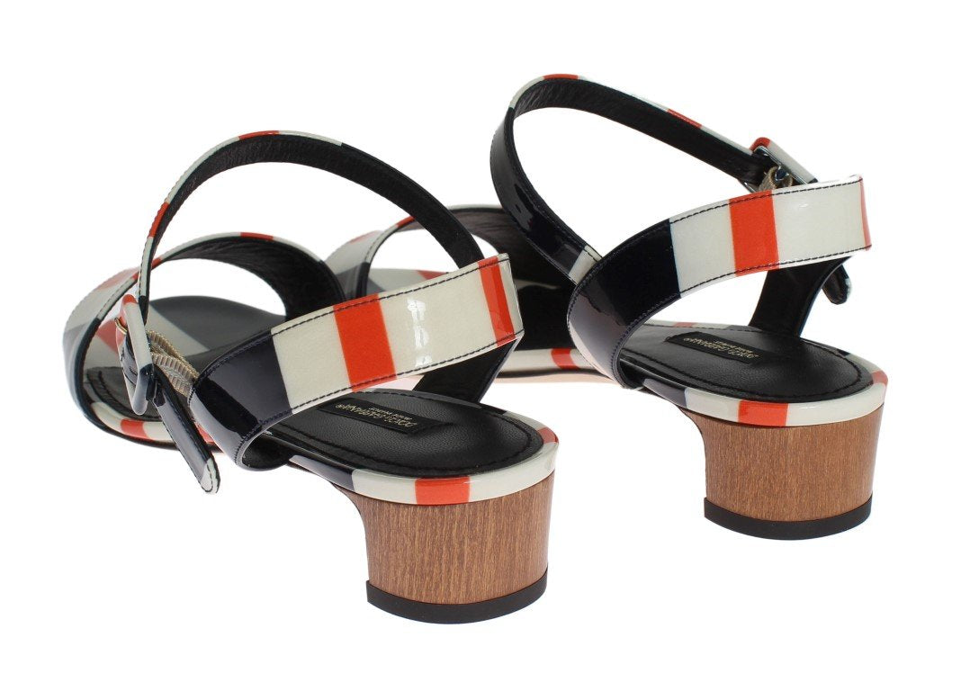Multicolor Leather Ankle Strap Sandals