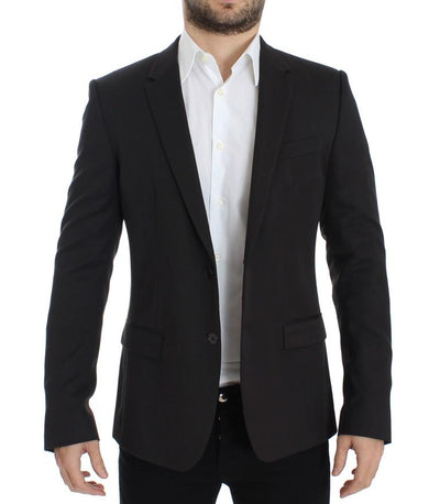 Brown wool slim fit blazer