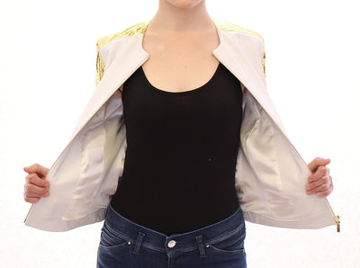 White Gold Purple Leather Jacket