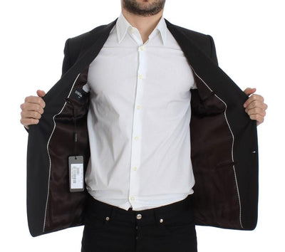 Brown wool slim fit blazer