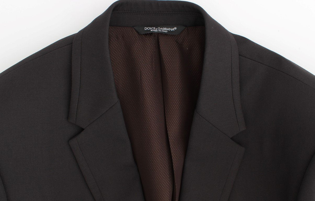 Brown wool slim fit blazer