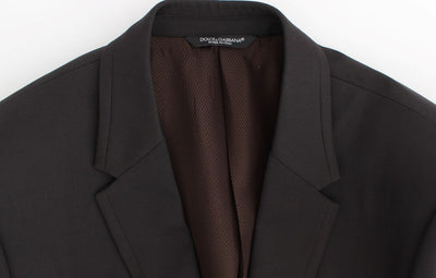 Brown wool slim fit blazer