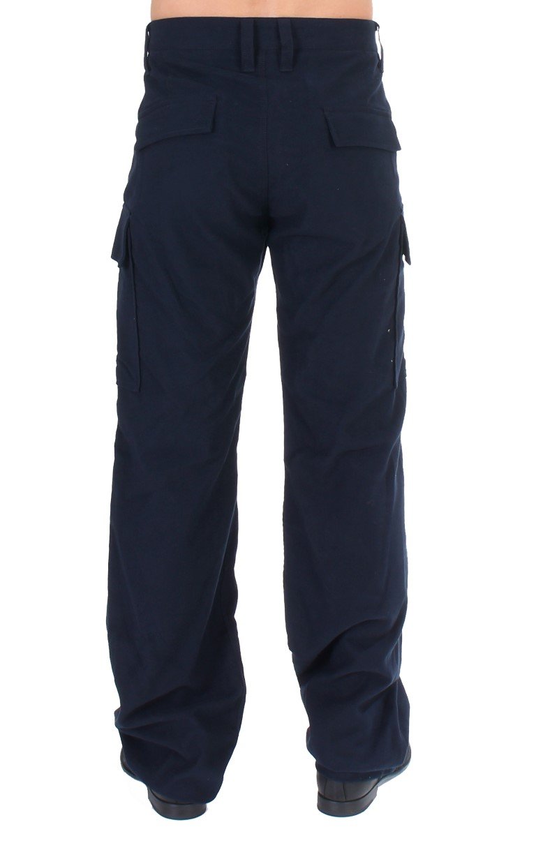 Blue Cotton Cargo Straight Fit Pants