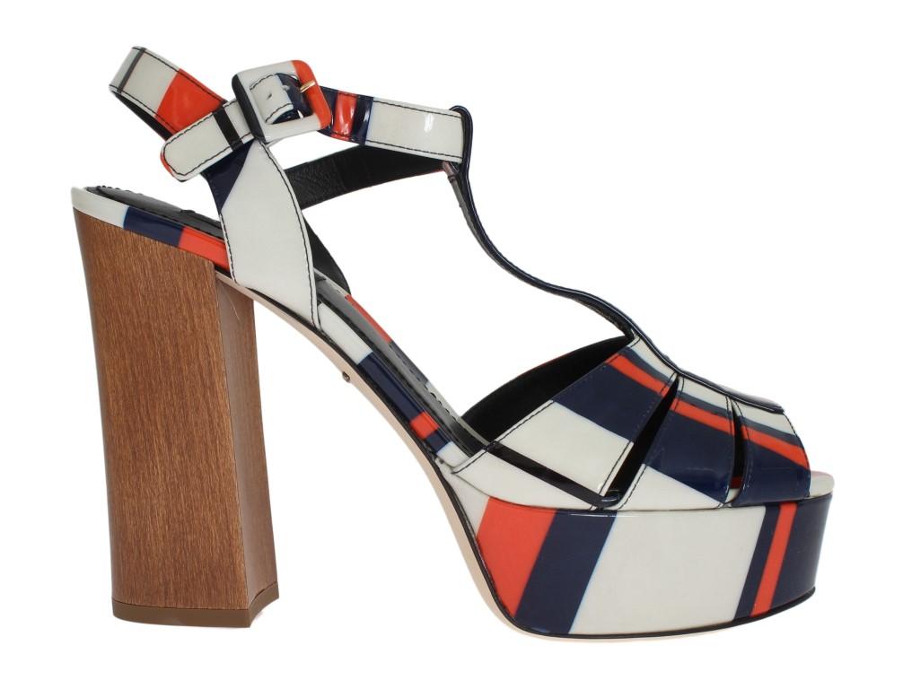 Multicolor Leather Ankle Strap Sandals