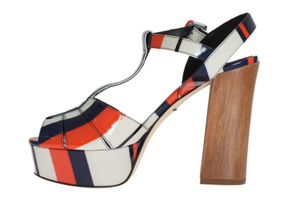 Multicolor Leather Ankle Strap Sandals