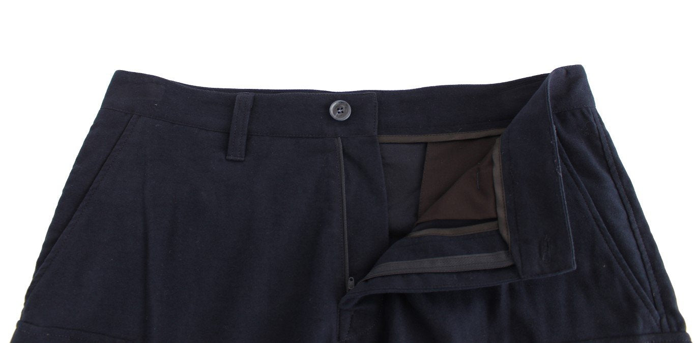 Blue Cotton Cargo Straight Fit Pants
