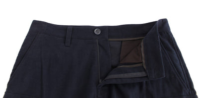 Blue Cotton Cargo Straight Fit Pants