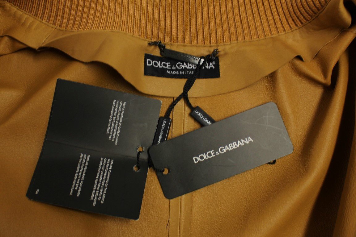 Yellow Leather Silk Jacket Coat