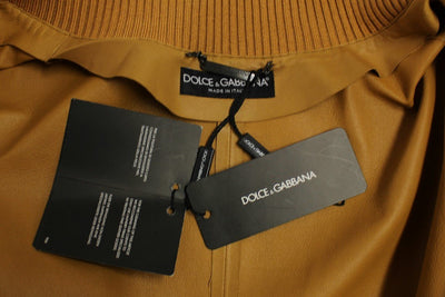 Yellow Leather Silk Jacket Coat