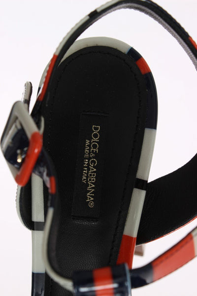 Multicolor Leather Ankle Strap Sandals