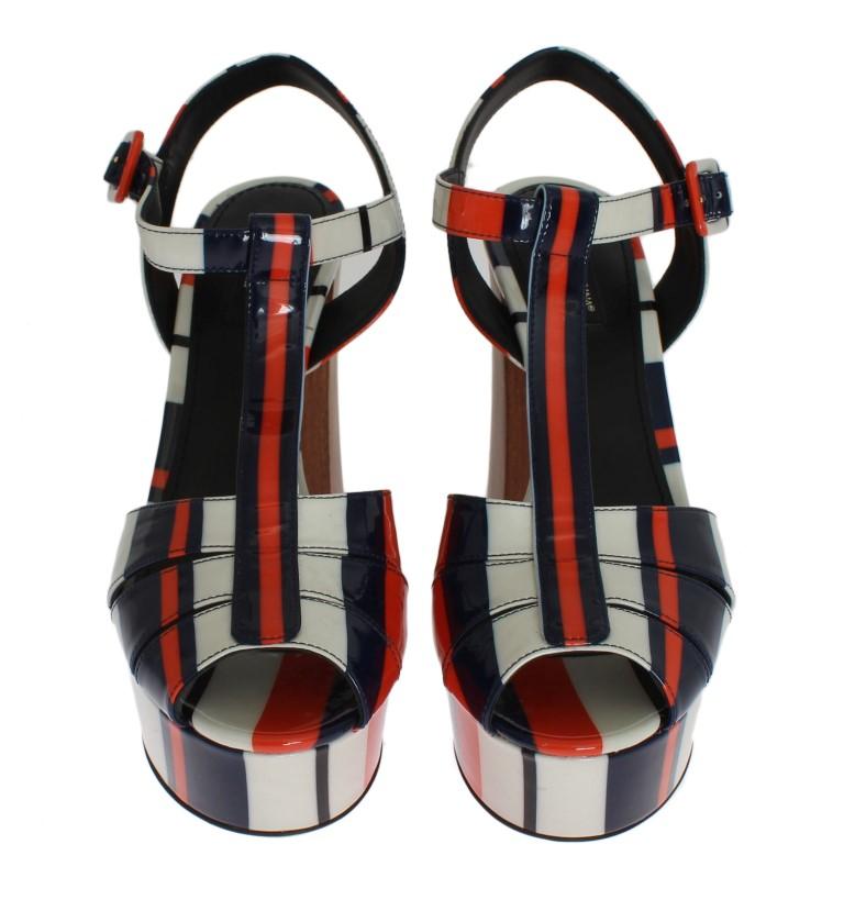 Multicolor Leather Ankle Strap Sandals
