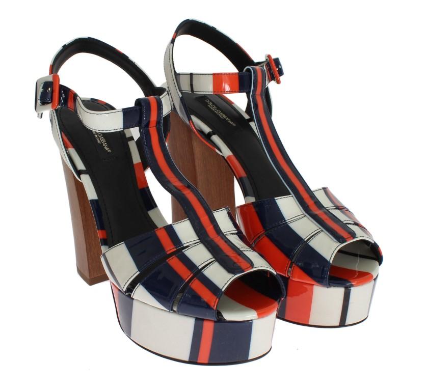 Multicolor Leather Ankle Strap Sandals