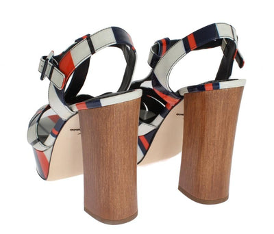 Multicolor Leather Ankle Strap Sandals
