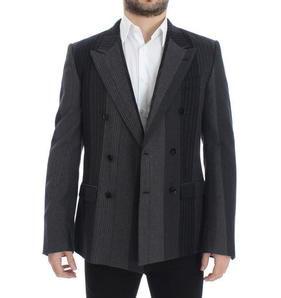 Gray striped wool stretch blazer