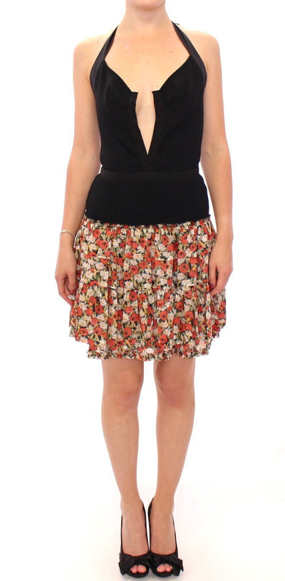Multicolor floral bubble halterneck dress