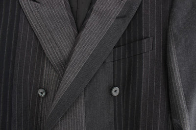 Gray striped wool stretch blazer