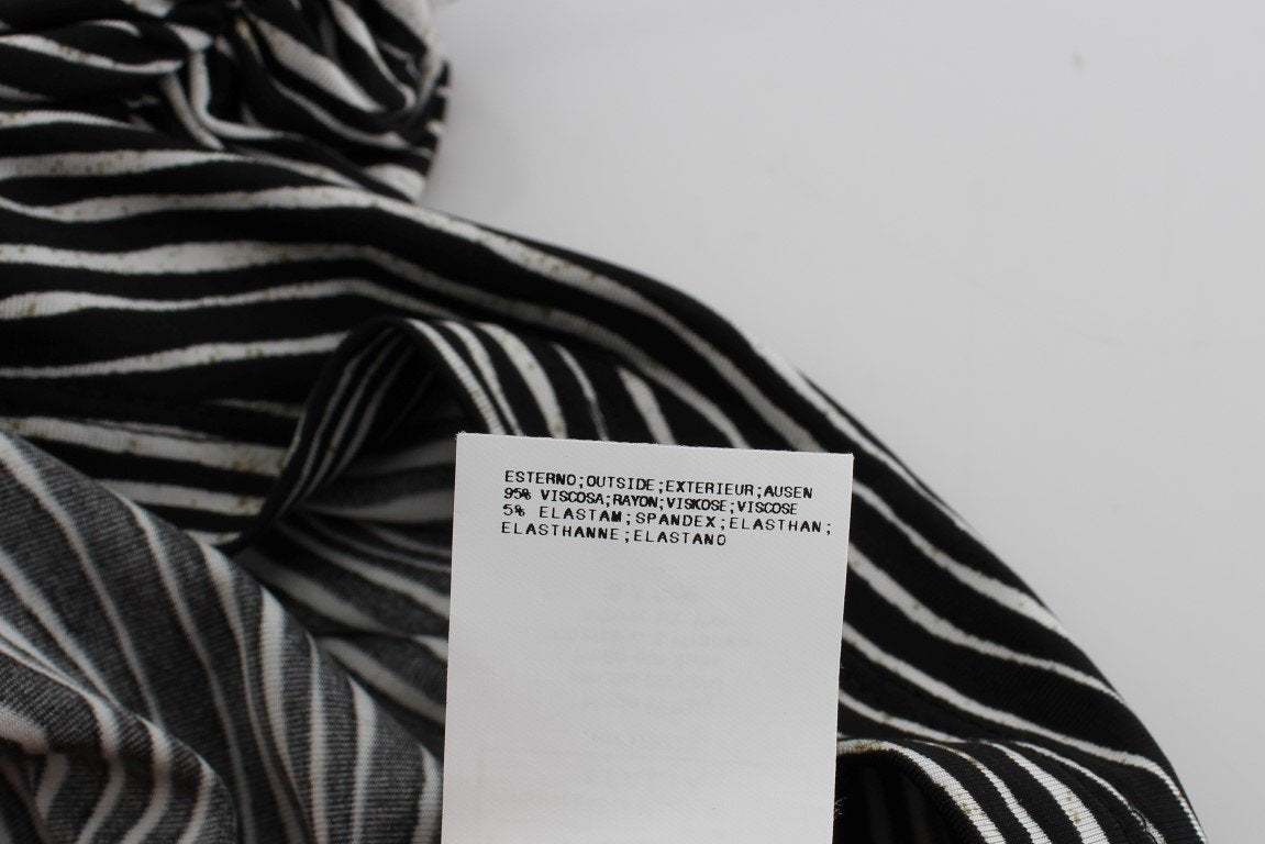 Black White Stretch Top Blouse
