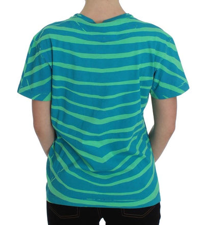 Blue Striped T-Shirt Top Blouse