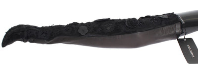 Black Leather Floral Xiangao Fur Gloves