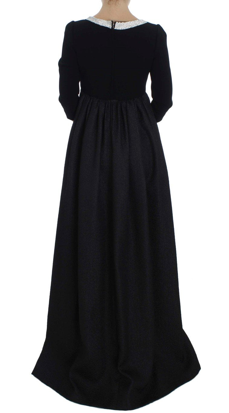 Black Gray Crystal Embellished Gown Dress