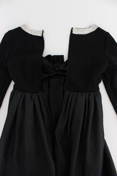 Black Gray Crystal Embellished Gown Dress