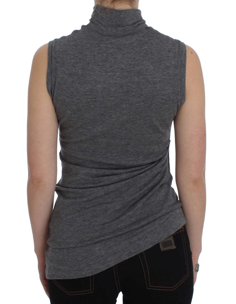 Gray Turtleneck Stretch T-shirt Top