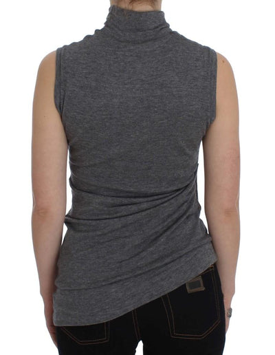 Gray Turtleneck Stretch T-shirt Top