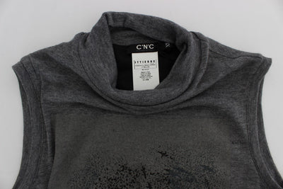 Gray Turtleneck Stretch T-shirt Top