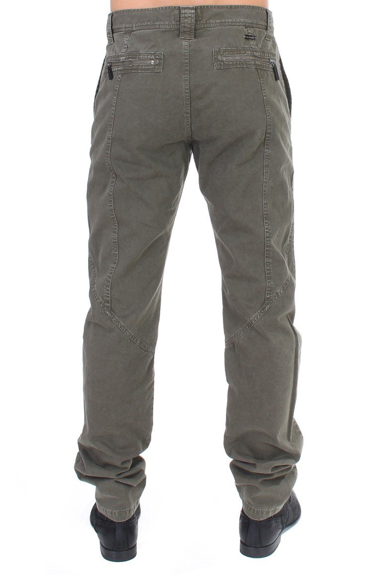 Green Cotton Straight Fit Chinos Pants