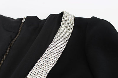 Black Gray Crystal Embellished Gown Dress
