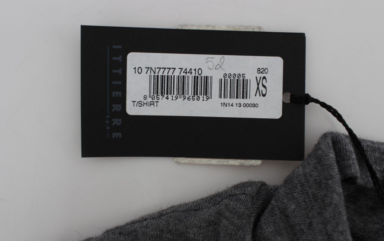 Gray Turtleneck Stretch T-shirt Top
