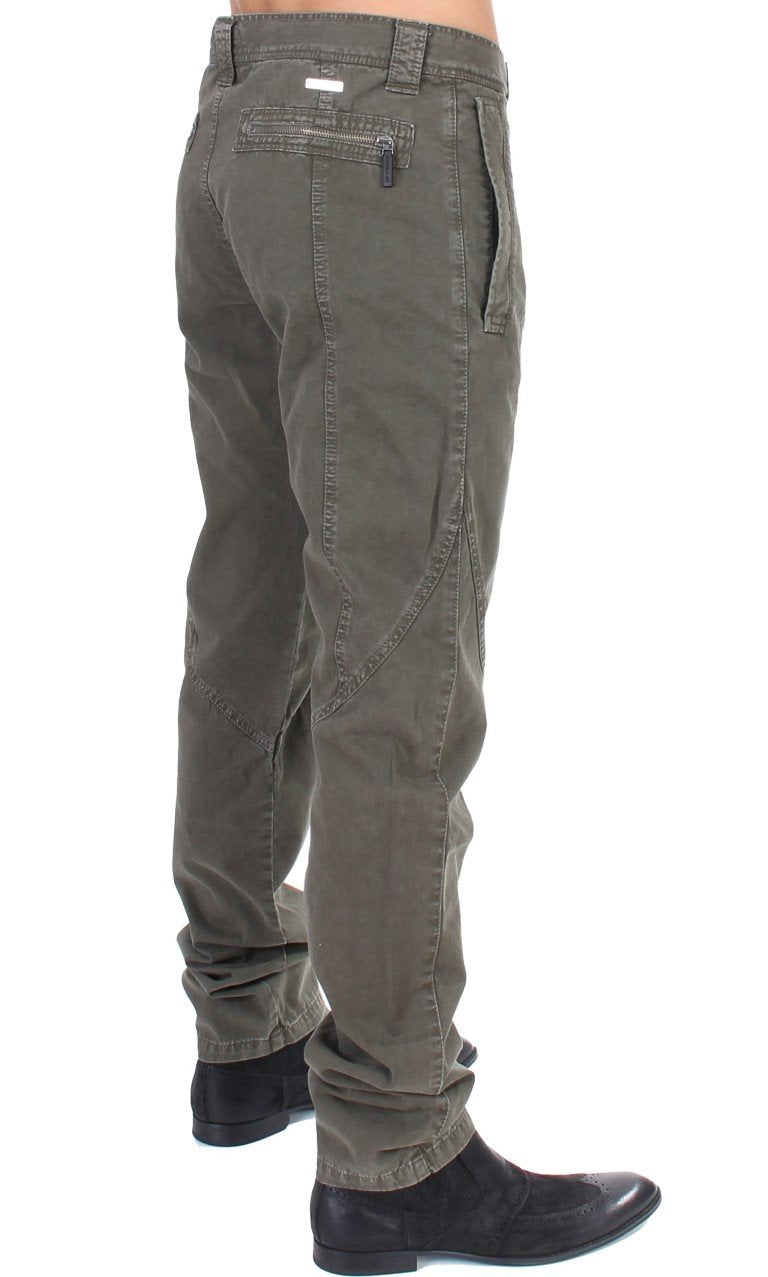 Green Cotton Straight Fit Chinos Pants