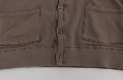 Beige Cotton Stretch Cardigan Sweater