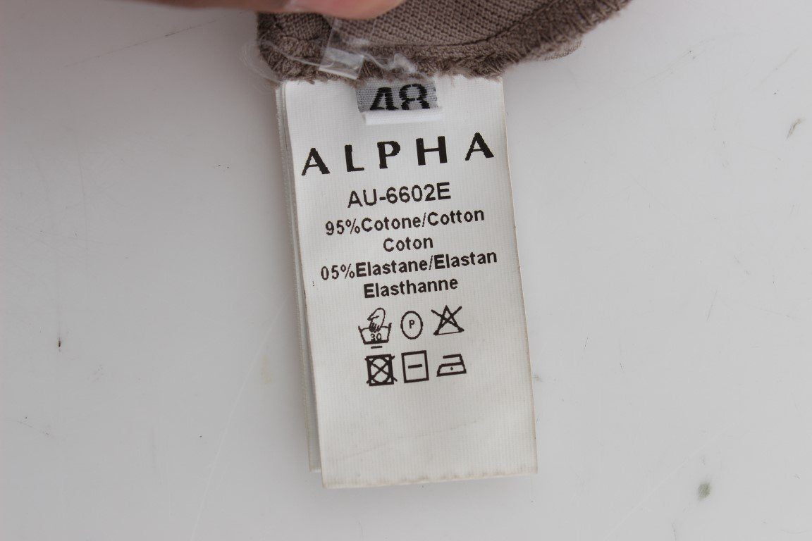 Beige Cotton Stretch Cardigan Sweater