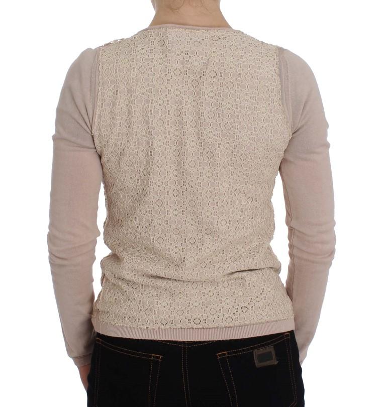 Pink Floral Lace Wrap Sweater