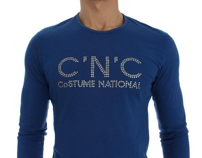 Blue Cotton Pullover Sweater