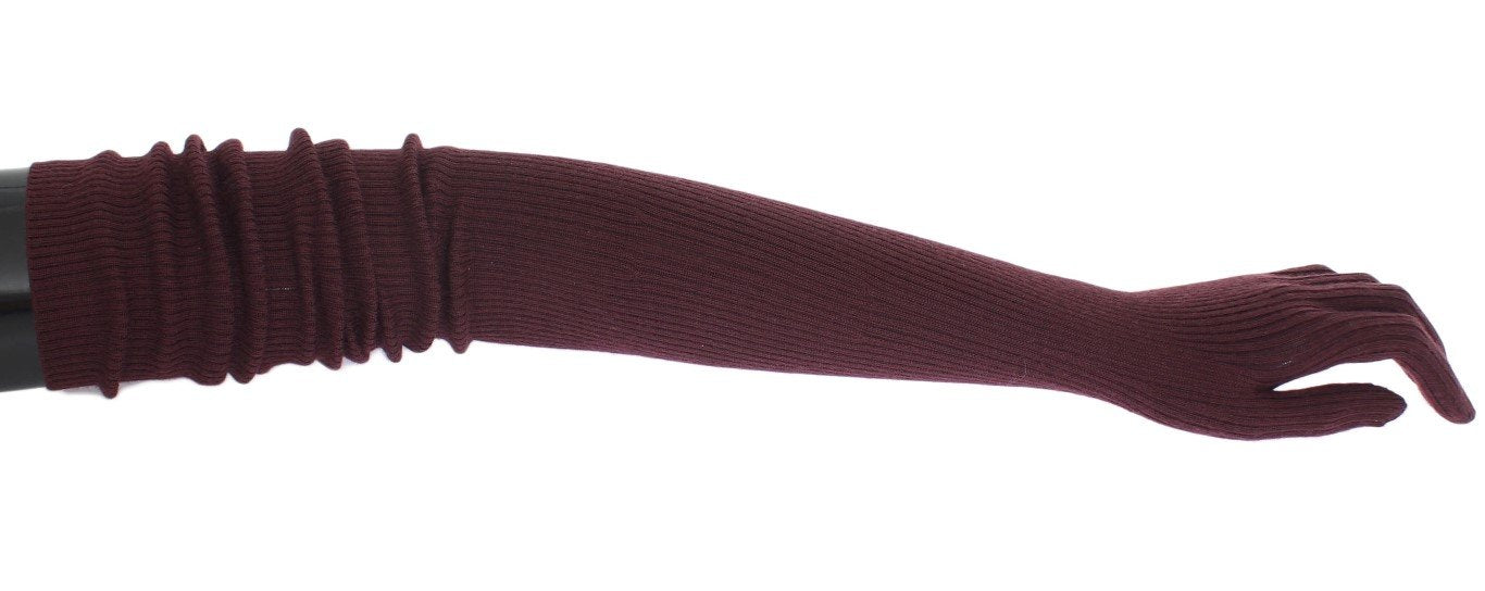 Bordeaux Ribbed Cashmere Elbow Gloves