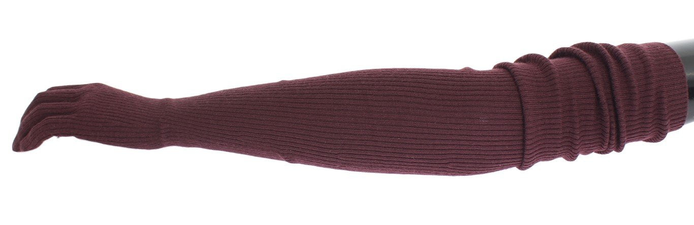 Bordeaux Ribbed Cashmere Elbow Gloves